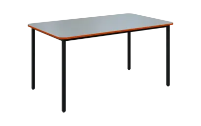 JSBR 150N Jídelní stůl 1500 x 900 mm, deska šedá s hranou pomeranč / podnož černá